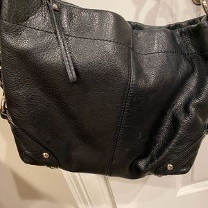 Soft pebbled leather Carly hobo bag with silver hardware